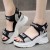 Platform Sponge Wedge Strappy Velcro Closure Sports Sandals - Silver