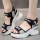 Platform Sponge Wedge Strappy Velcro Closure Sports Sandals - Silver image