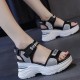 Platform Sponge Wedge Strappy Velcro Closure Sports Sandals - Silver image