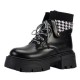Women’s Black Chunky Ankle Boots with Houndstooth Detail image