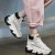 Women's Fashion High Top Platform Sneakers – Casual Chunky Ankle Boots- White