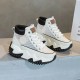 Women's Fashion High Top Platform Sneakers – Casual Chunky Ankle Boots- White image