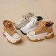 Women's Fashion High Top Platform Sneakers – Casual Chunky Ankle Boots- White image