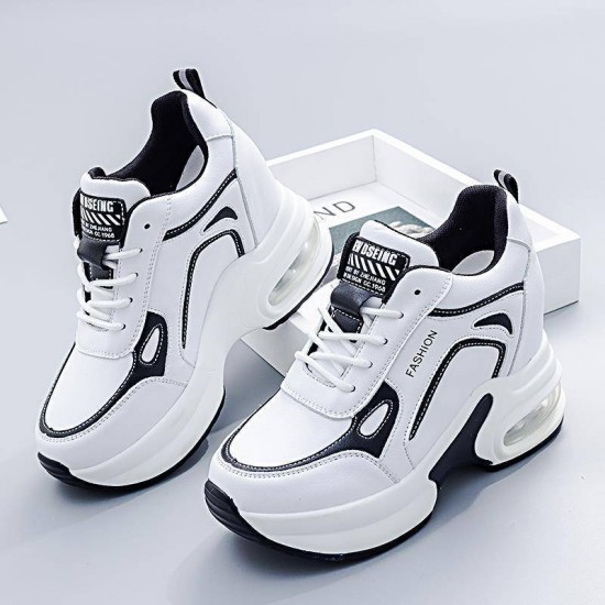 Breathable Platform Round Head Lace-Up Women Sneakers - Stylish and Comfortable Athletic Footwear