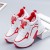 Breathable Platform Round Head Lace Up Women Sneakers - Red