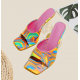 Women's Colorful Square Toe High Heel Sandals - Bold and Fashionable Footwear