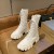Women Thick Bottom Lug Sole Lace Up Boots - Off White