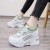 Breathable Mesh Sneakers - Almond Toe Thick Sole Lace Closure - Green