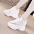 Breathable Mesh Sneakers - Almond Toe Thick Sole Lace Closure - Pink