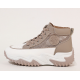 Stylish women's yellow and white high top platform sneakers with chunky sole and lace-up design