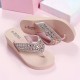 Pink Elegant Women's Rhinestone Wedge Flip Flops image