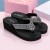 Black Elegant Women's Rhinestone Wedge Flip Flops