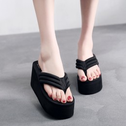 Stylish Black Wedge Sandals with Thick Straps