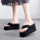 Stylish black wedge sandals with thick straps available in Pakistan