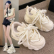 Chunky beige sneakers with thick laces available in Pakistan