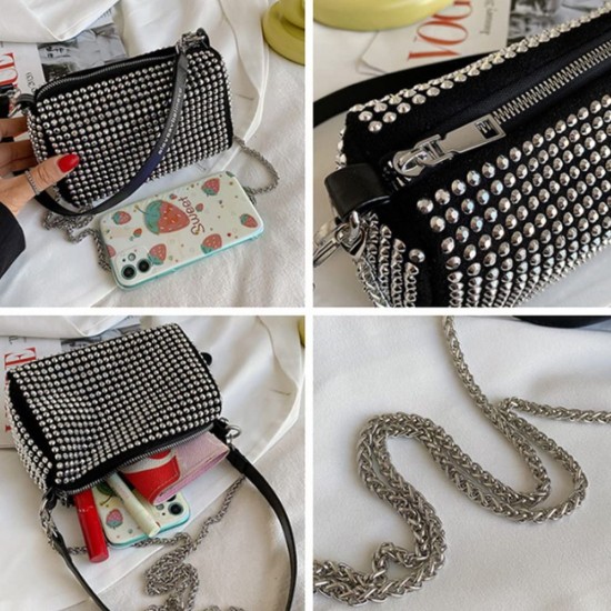 Women's Rhinestone Handbag Party Bag With Chain Strap image