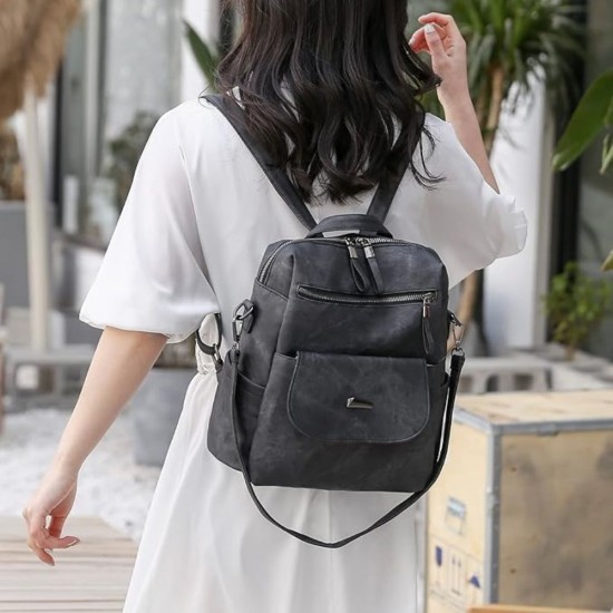 Women Shoulder Backpack Leather Purse Bag For Women Work Travel image