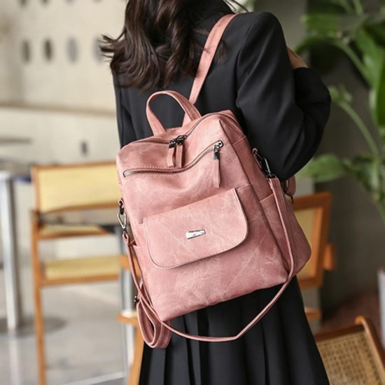 Women Shoulder Backpack Leather Purse Bag For Women Work Travel image