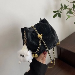 Corner Chain Bucket Crossbody PU Leather Shoulder Bag Handbag