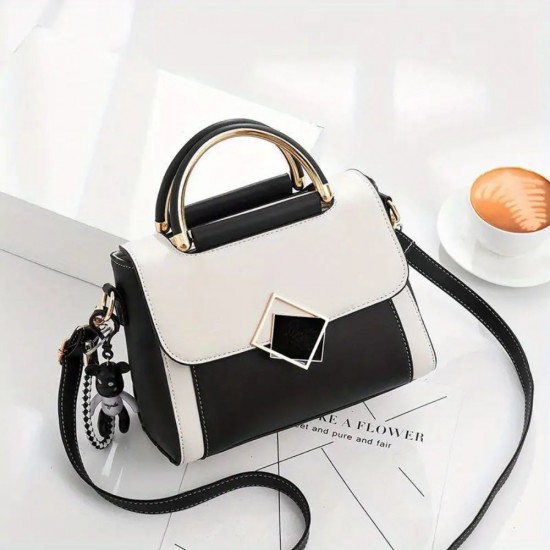 Women's Contrast Crossbody PU Leather Handbag image