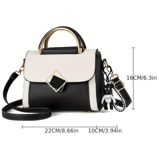 Women's Contrast Crossbody PU Leather Handbag image