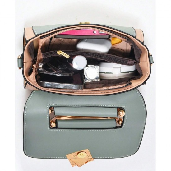 Women's Contrast Crossbody PU Leather Handbag image