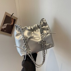 Women PU Leather Small Handbag Bowknot Ladies Shoulder Bags 