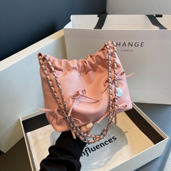 Women PU Leather Small Handbag Bowknot Ladies Shoulder Bags image