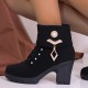 Trendy Black High Heel Ankle Boots for Women with Stylish Embellishments image