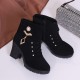 Trendy Black High Heel Ankle Boots for Women with Stylish Embellishments image