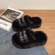 Cozy Black Fur Slippers for Women with Double Buckle Straps image