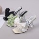 Light Green Satin Bow High Heel Sandals for Women – Elegant Transparent Stiletto image