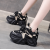 Black and Gold Chunky Sneakers for Women – Trendy Platform Sports Shoes