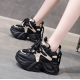 Black and Gold Chunky Sneakers for Women – Trendy Platform Sports Shoes image