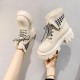 Women’s White Chunky Ankle Boots with Houndstooth Knit image