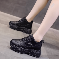 Chunky Platform Sneakers for Women – Black Casual Shoes