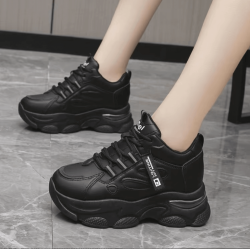 Chunky Sporty Sneakers for Women – Black Platform Shoes