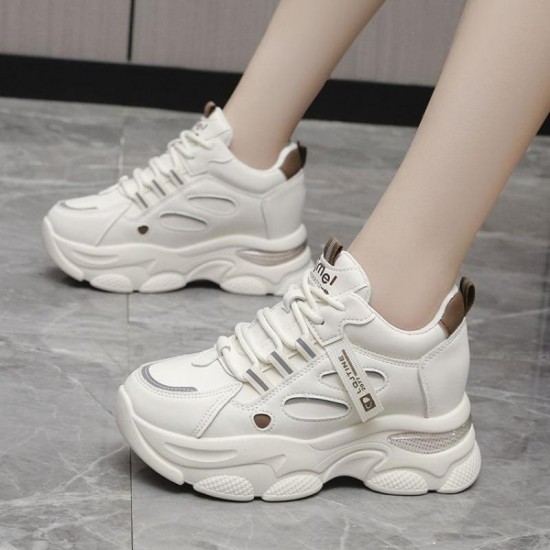 Chunky Platform Sneakers for Women – Cream & Beige Casual Shoes image