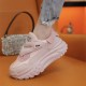 Chunky Velcro Strap Sneakers for Women – Pastel Pink Platform Shoes image