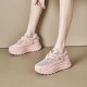 Chunky Velcro Strap Sneakers for Women – Pastel Pink Platform Shoes image