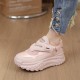 Chunky Velcro Strap Sneakers for Women – Pastel Pink Platform Shoes image