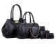 Black Color Five Piece Crocodile Pattern Women Fashion Handbag Set image