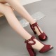 Elegant Wine-Red Mesh Heels with Celestial Charms image