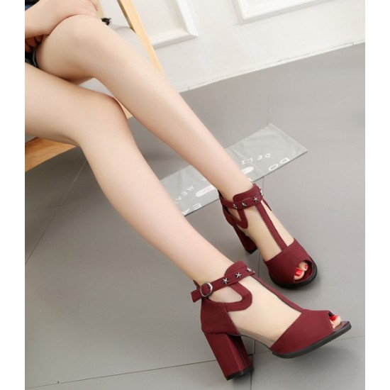 Elegant Wine-Red Mesh Heels with Celestial Charms image