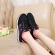 Lattice Pattern Black & Pink Color Canvas Sneaker Shoes image