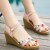 Summer Elegance Floral Print Wedge Pink Sandals with Ankle Strap