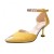 Pointed Hollow Word Buckle Yellow Heels Sandals