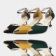 Pointed Hollow Word Buckle Green Heels Sandals