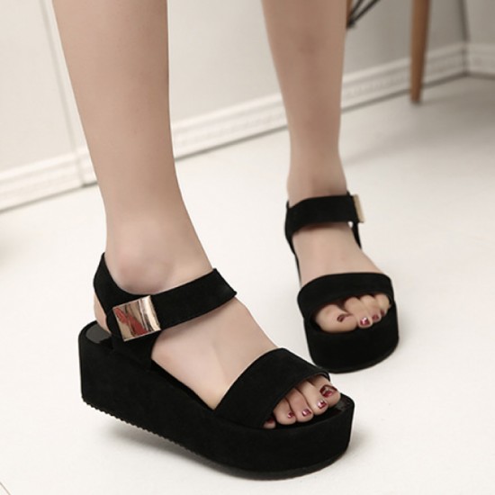 Women Fish Mouth High Heeled Wedge Sandals
