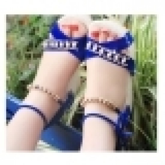 Blue Color Thick Crust Wedge Sandals For Women